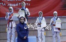 قهرمانی فاطمه باقرزاده تکواندوکار ملکانی در مسابقات کشوری خردسالان دختر