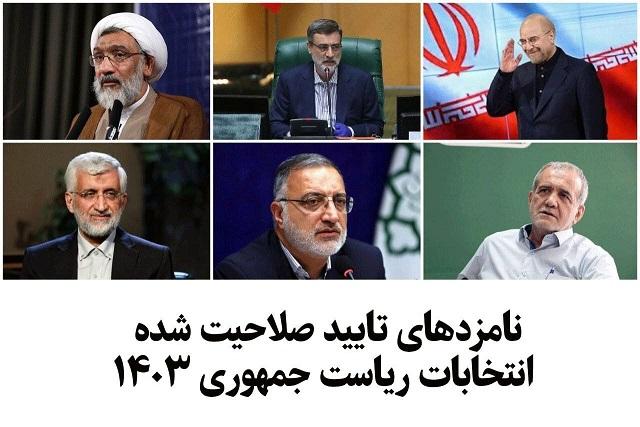 اسامی نامزدهای تأیید صلاحیت شده انتخابات ریاست‌جمهوری چهاردهم اعلام شد