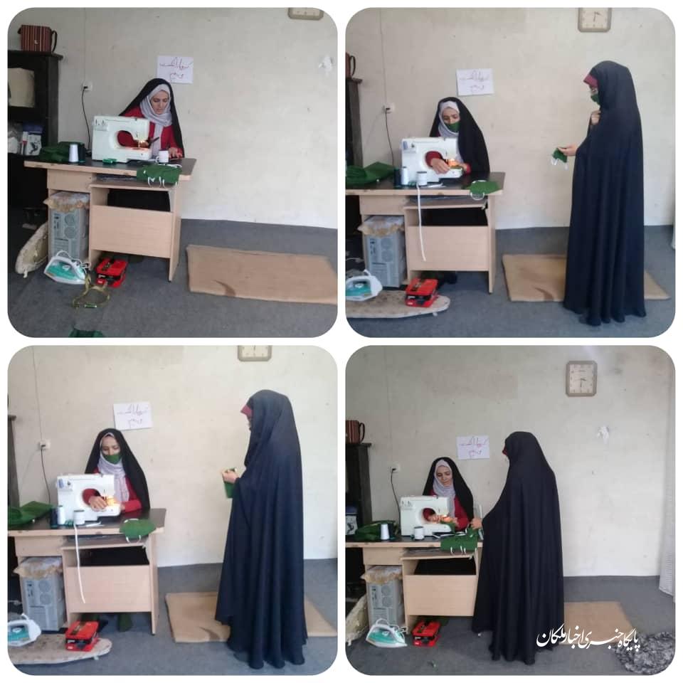 همت بانوان روستای حسین آباد از توابع بخش مرکزی ملکان در جهت تامین ماسک مورد نیاز مردم