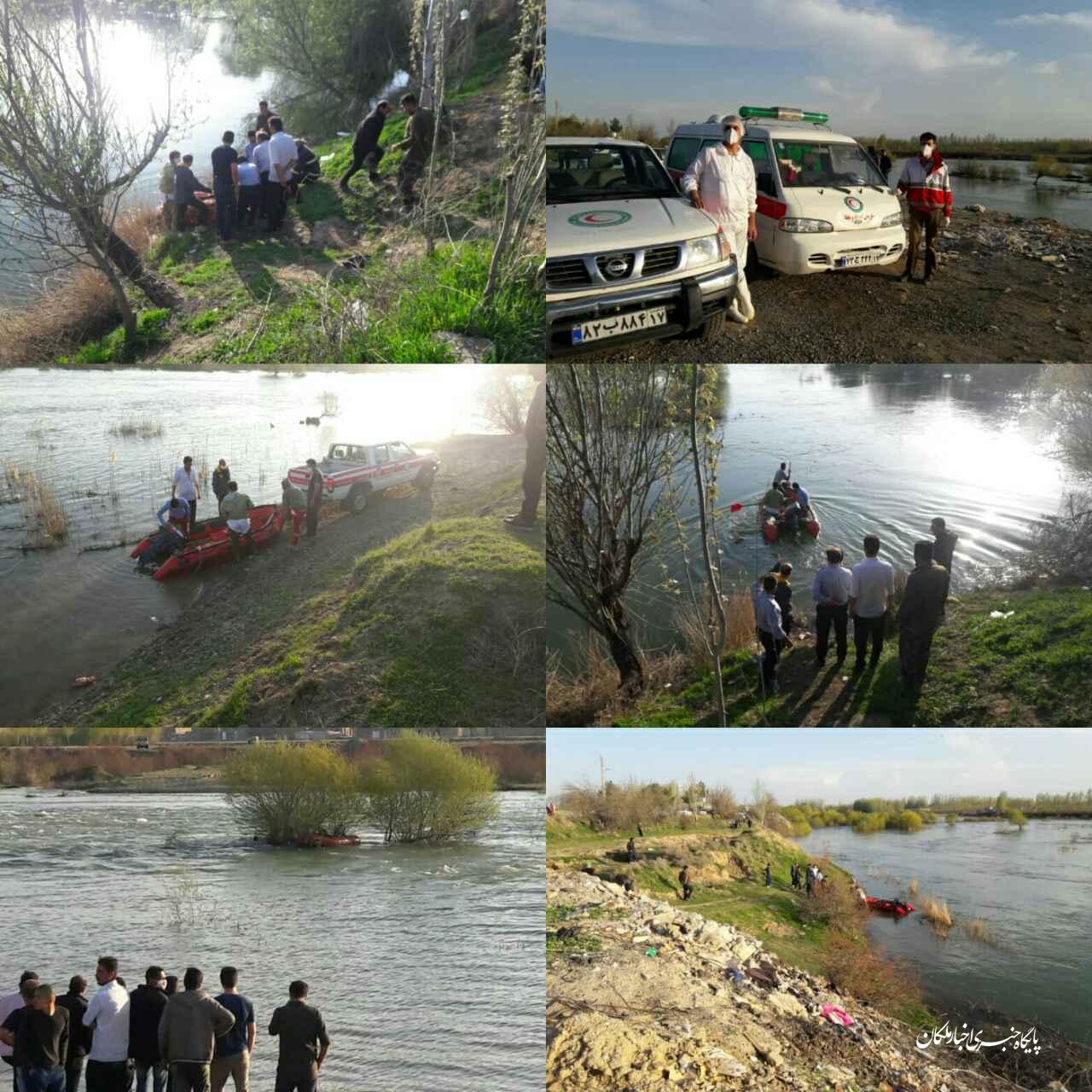 نجات ۴ جوان گرفتار در رودخانه زرینه رود میاندوآب