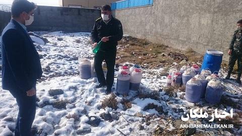 کشف و معدوم سازی ۷۵۰ لیتر مشروب دست ساز در بخش لیلان