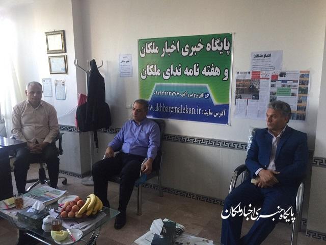بازدید فرماندار ملکان از دفتر پایگاه خبری اخبار ملکان و نشریه ندای ملکان