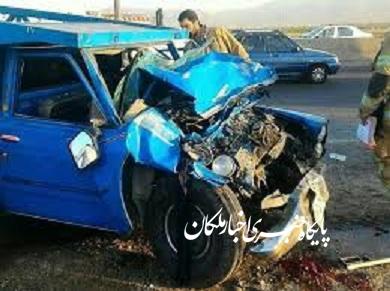 یک کشته و ۳ مصدوم در اثر برخورد نیسان با پژو در ملکان